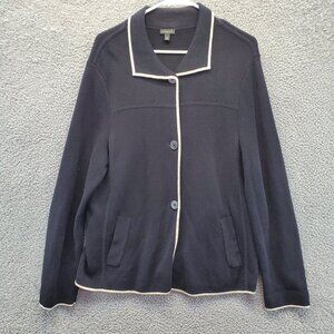 Talbots Sweater Jacket Black 3 Button Pockets
